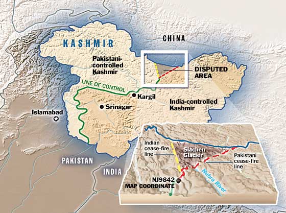 Siachen Glacier Jammu Kashmir Pakistan Map India LOC Line of Control Legacy IAS Academy Best IAS Academy in Bangalore