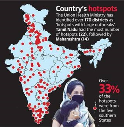 Hotspots places in India Map COVID 19 Coronavirus