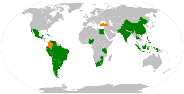 G20 Developing Countries on Map