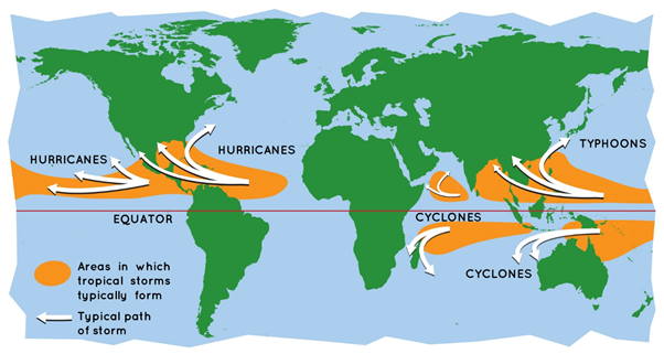 Tropical Cyclones and Their Different Names in Different Regions Hurricane Typhoon