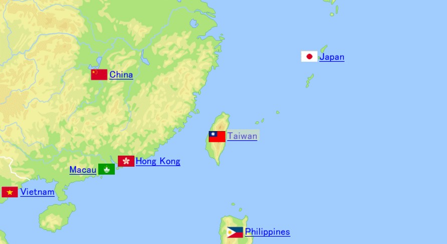 Taiwan China China Sea Map