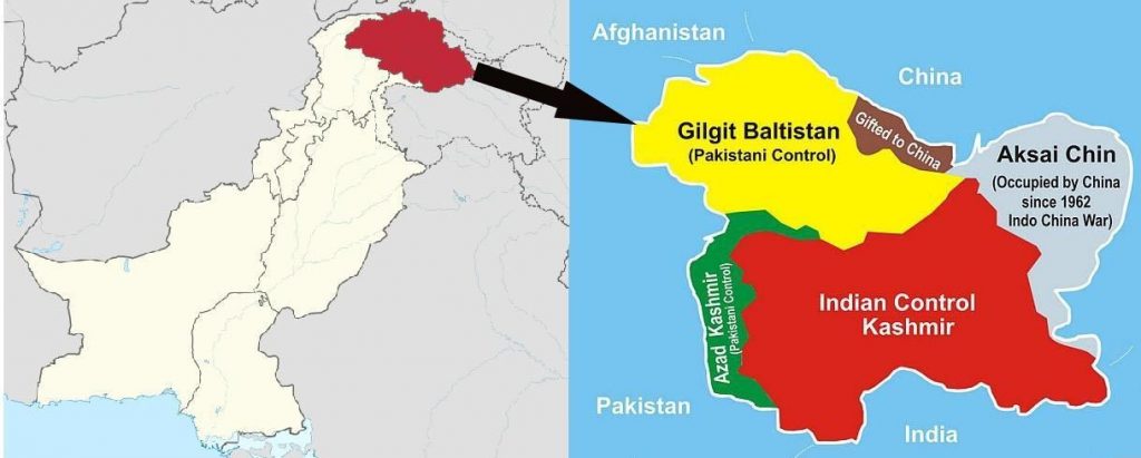 Kashmir Gilgit Baltistan India China Pakistan map UPSC Legacy IAS