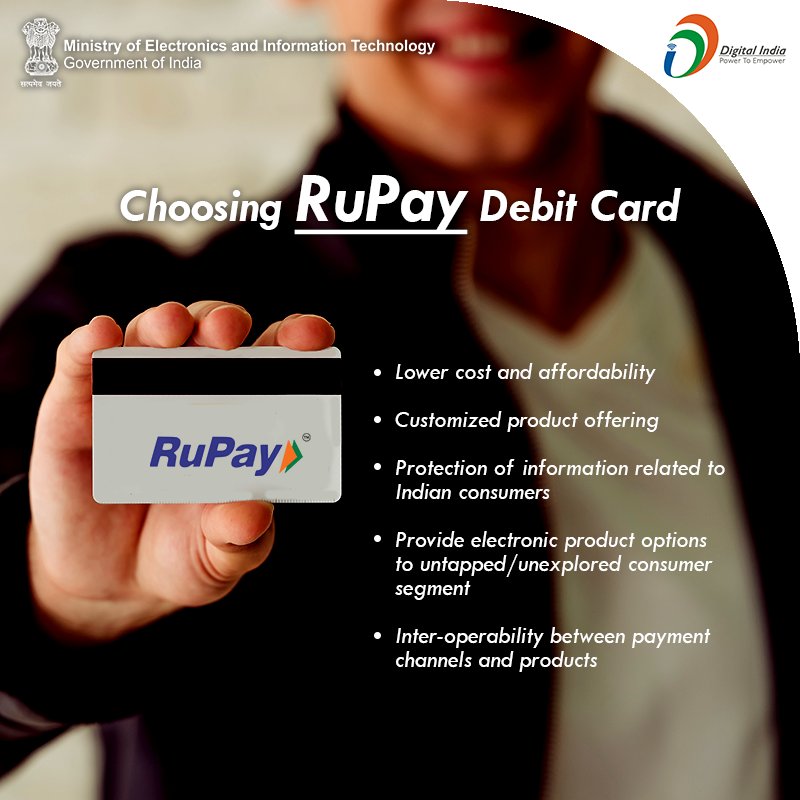 Digital India on Twitter: "Choosing #RuPay Debit card for  #digitalpayments.…