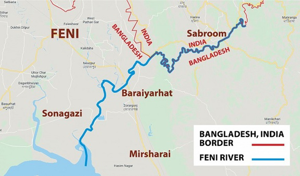 FENI 
Cts 
Sonagazi 
94 4 
Baraiyarhat 
Mirsharai 
Sabroom 
BANGLADESH, INDIA 
BORDER 
FENI RIVER 