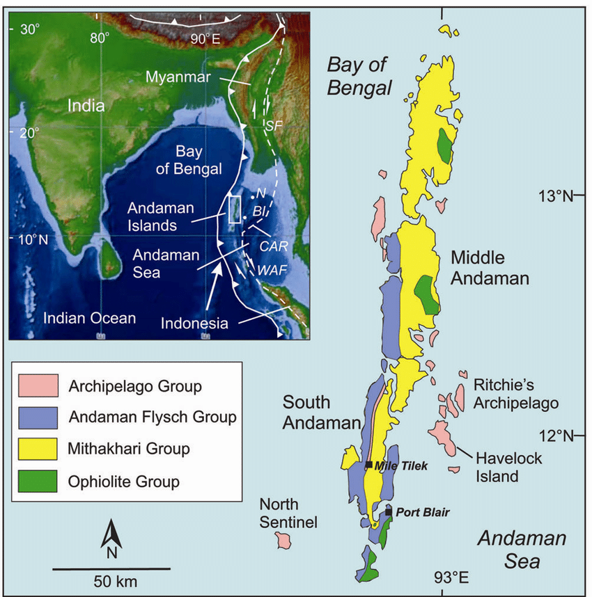 Geological map of the Andaman Islands (after Pal et al. 9 ) showing... |  Download Scientific Diagram