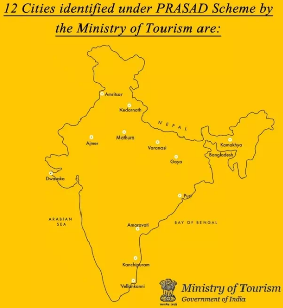 12 Cities identified under PRASAD Scheme by 
the Ministry of Tourism are: 
Ministry of Tourism 
Government of India 