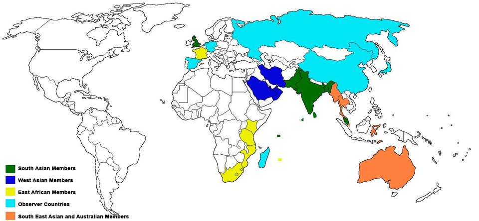 South Asian Members 
West Asian Members 
East African Members 
Observer Countries 
South East Asian and Australian 